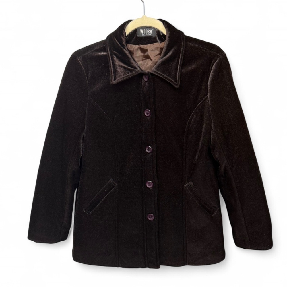 Woosh Collection Vintage Chocolate Brown Velvet Blazer Jacket - Size 6